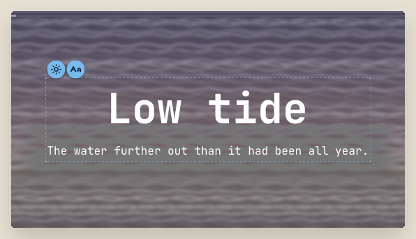 A Title beat: a heading and a line of text over a photo.